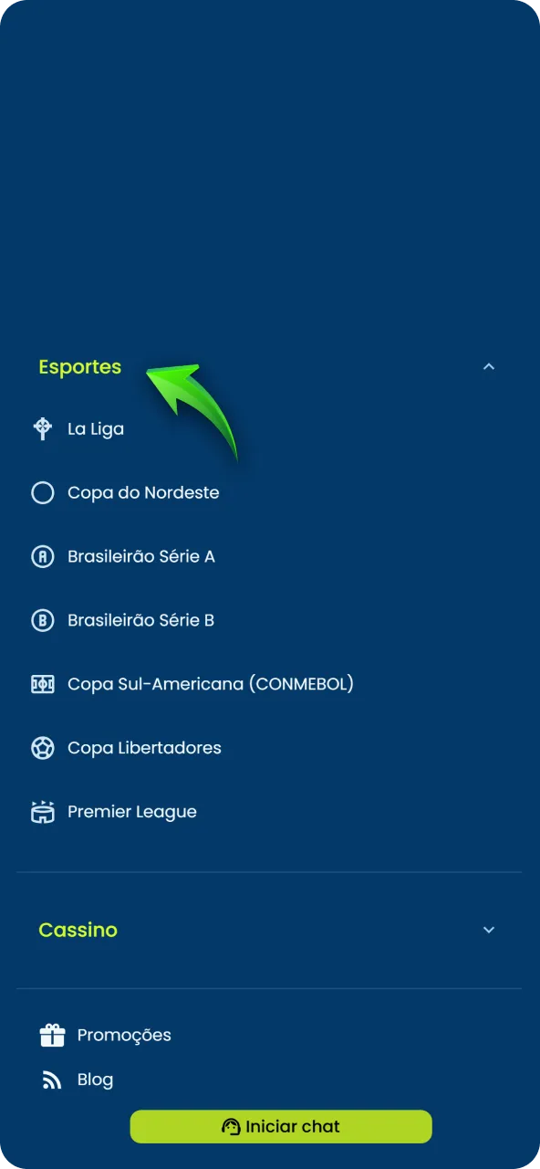 Navegue até a seção de esportes no aplicativo Pixbet para ver os eventos disponíveis.