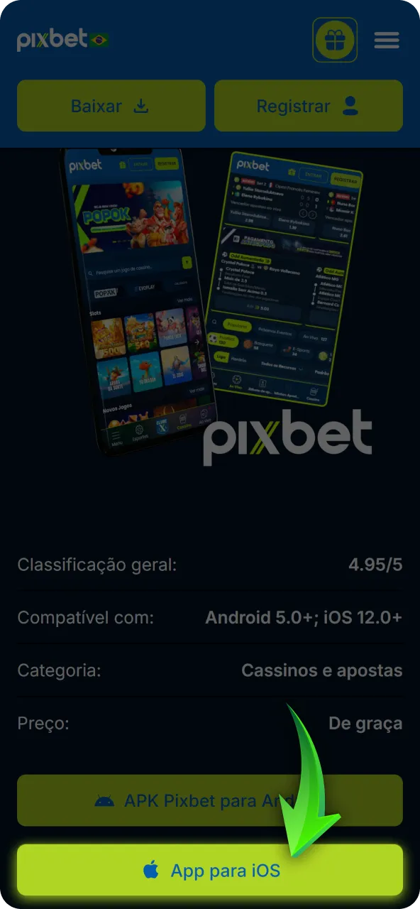 Abra o navegador Safari no seu dispositivo iOS para iniciar a instalação do aplicativo Pixbet.