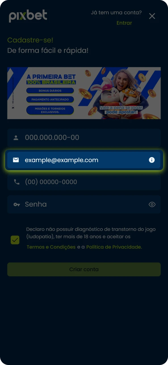 Confirme seu e-mail de cadastro através do link enviado para ativar a sua conta de usuário.