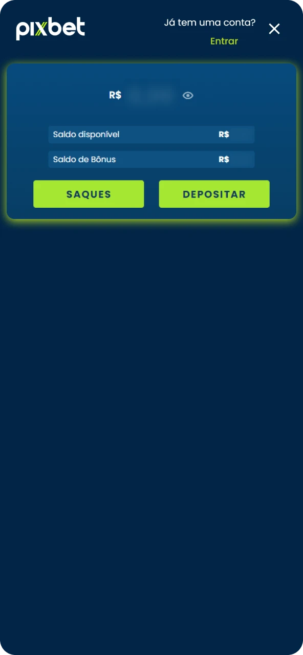 Realize seu primeiro depósito para saldo em conta e começar a aproveitar os palpites esportivos.