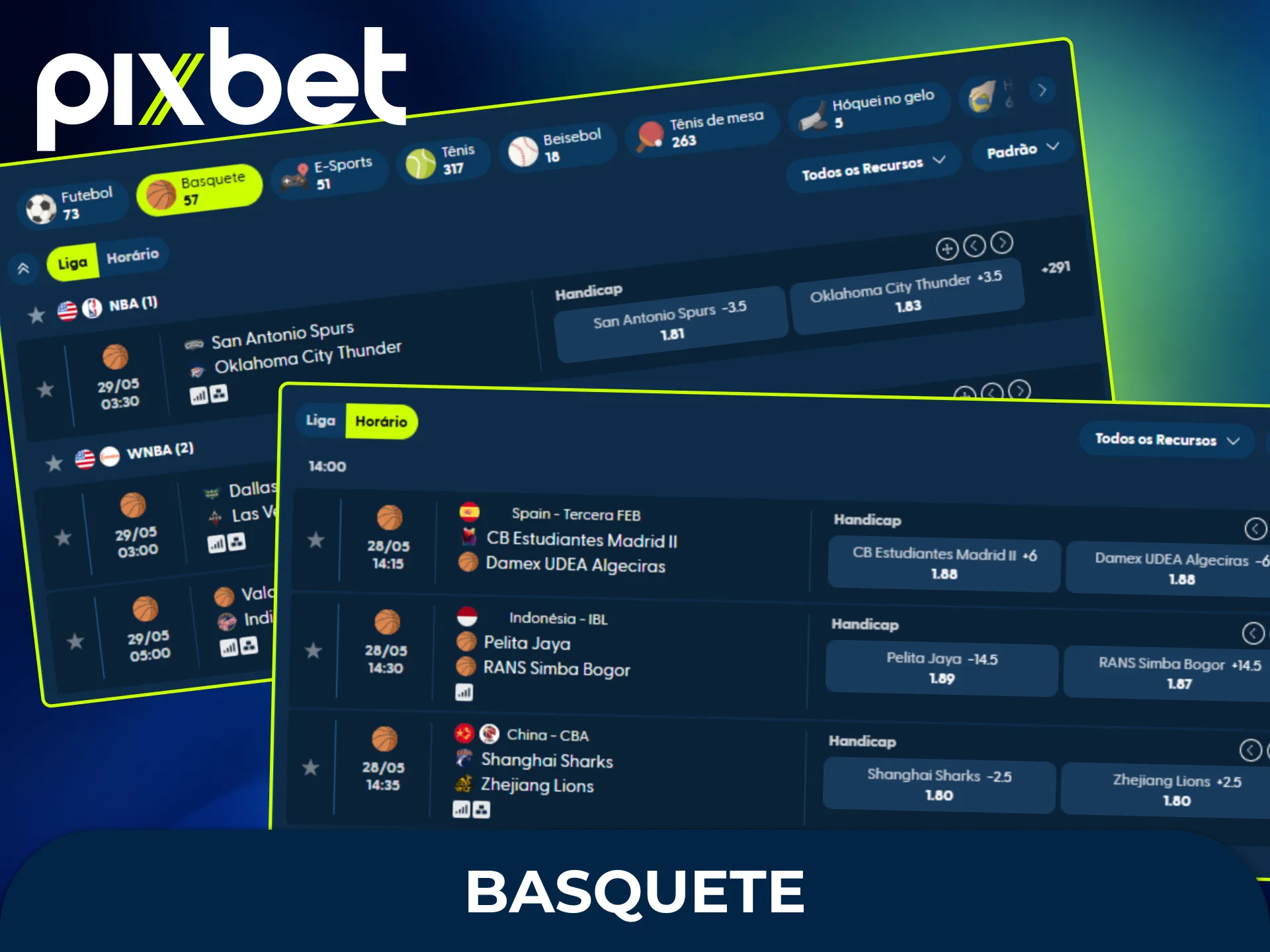 Acompanhe as ligas de basquete na Pixbet Brasil e faça suas apostas esportivas ao vivo.