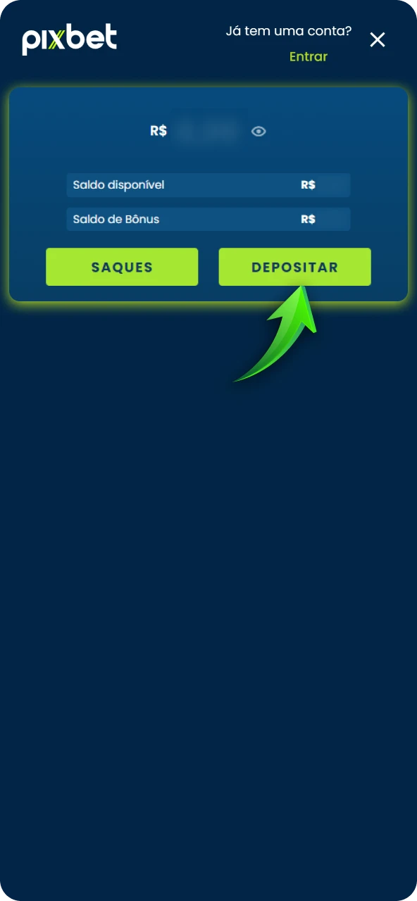 Realize um depósito mínimo estipulado na Pixbet para ativar seu saldo extra e começar a apostar.