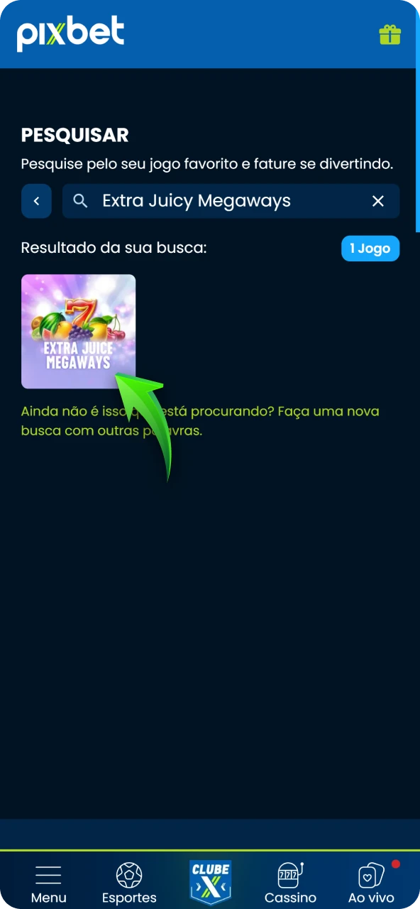 Abra o jogo na seção cassino localizando o título no menu para começar a girar as bobinas.