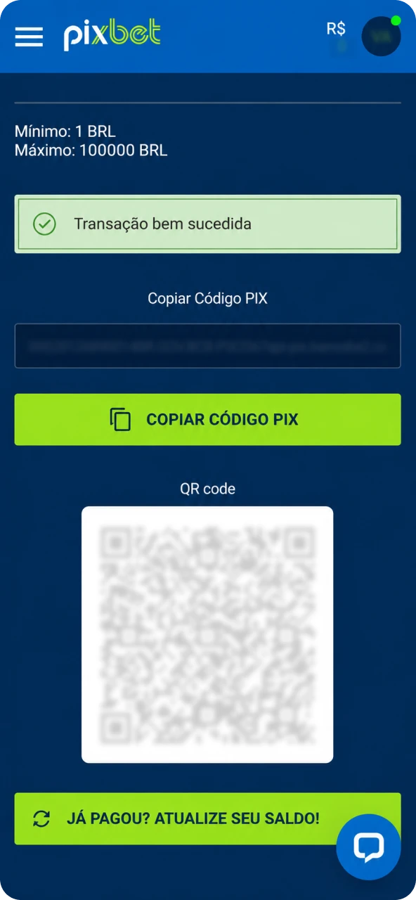 Acesse a seção de depósito e adicione saldo à sua carteira usando o método de sua preferência.