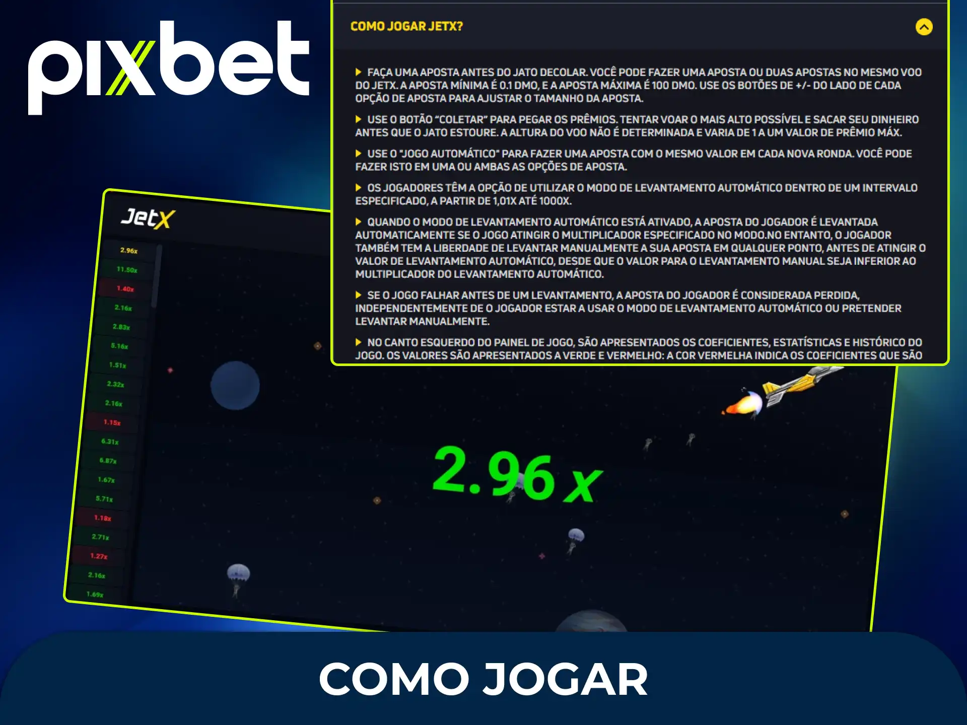 Entenda as regras do JetX e descubra como jogar para dominar o tempo exato de retirar sua aposta antes que o foguete exploda.