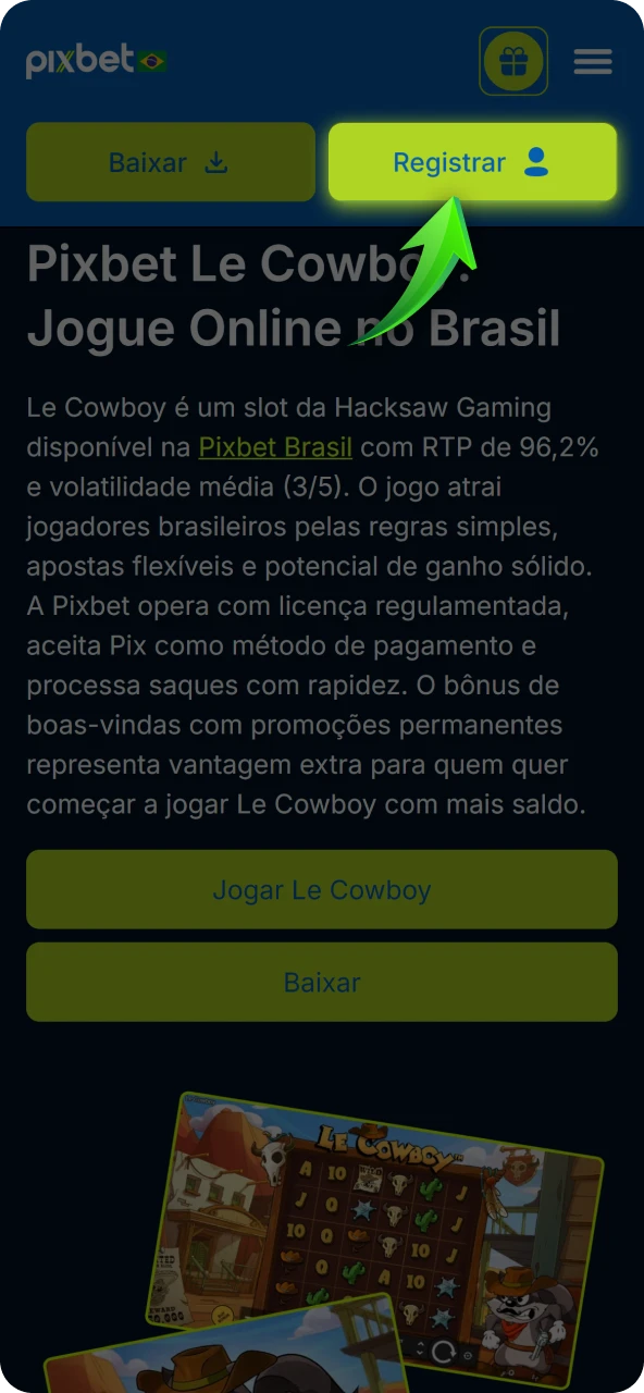 Clique em visitar no site oficial e preencha o formulário de registro com os seus dados de forma rápida.