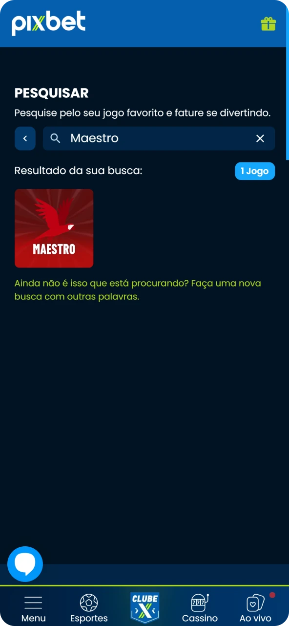 Acesse o Maestro na seção de cassino encontrando o jogo no menu para iniciar as suas rodadas musicais.