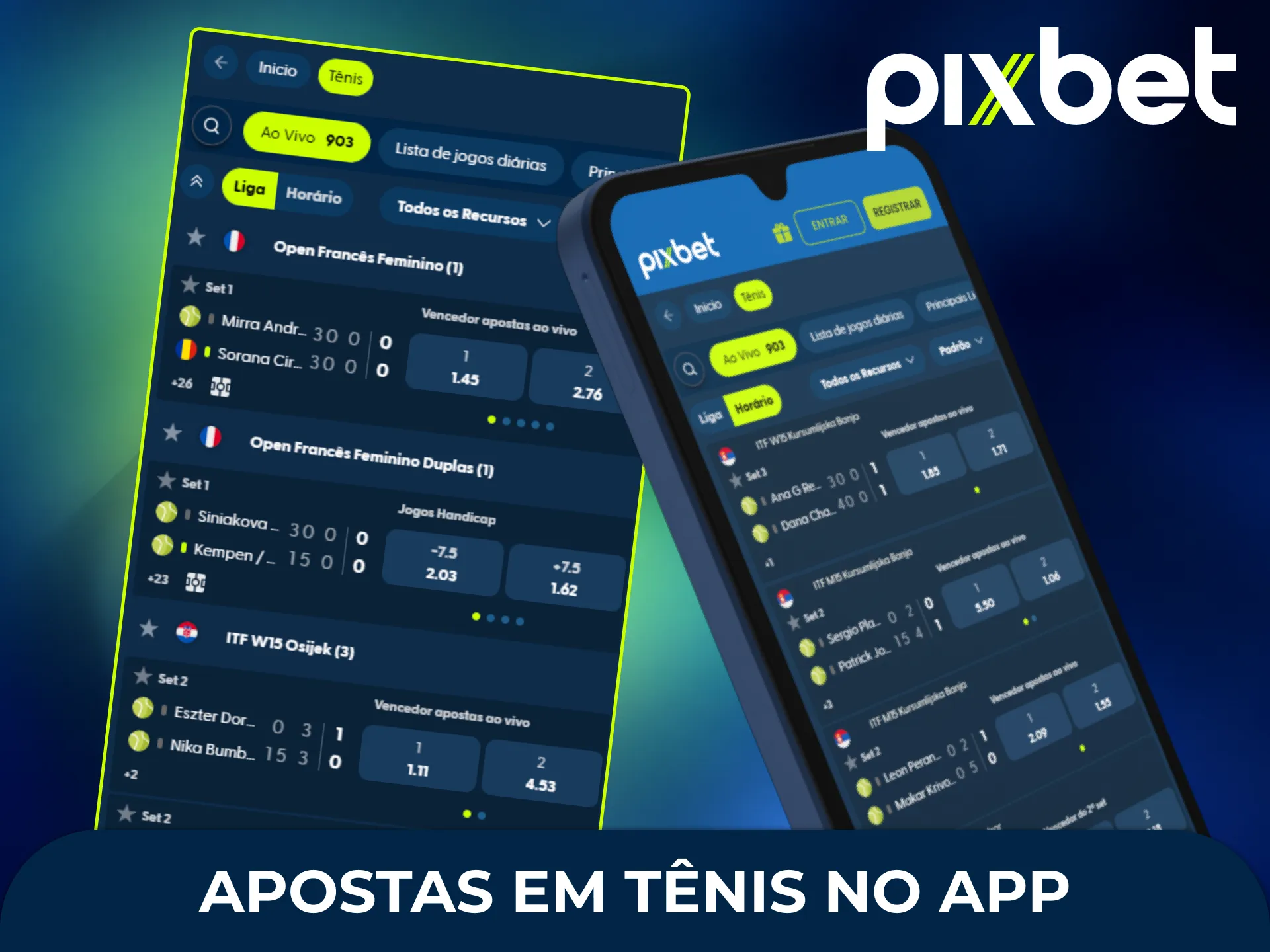 Faça suas apostas em tênis no app da Pixbet e acompanhe os maiores torneios do circuito mundial de forma rápida e prática diretamente pelo celular.